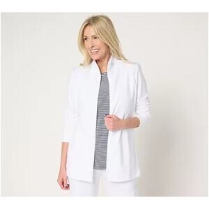 Denim & Co. Active French Terry Zip Front Jacket White Medium A692007